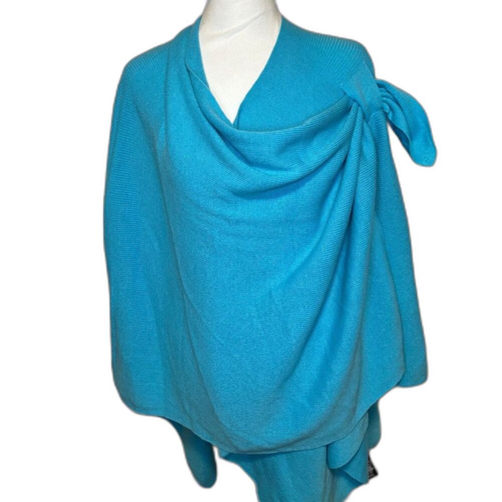 Charming Charlie Solid Teal Ruana Wrap Sweater Shoulder Strap Stylish Womens
